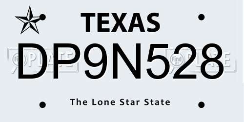 DP9N528 Texas License Plate