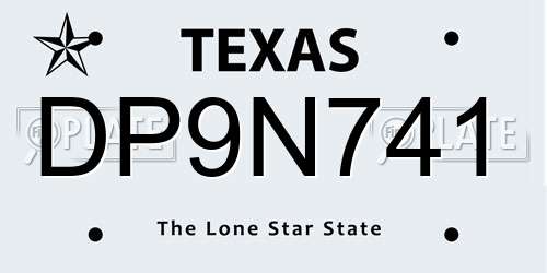 DP9N741 Texas License Plate