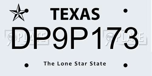 DP9P173 Texas License Plate