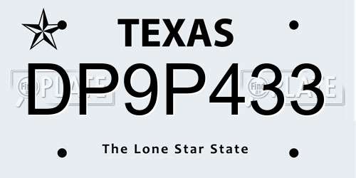 DP9P433 Texas License Plate