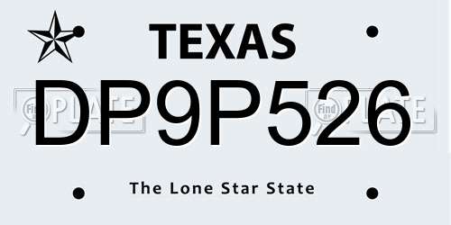 DP9P526 Texas License Plate