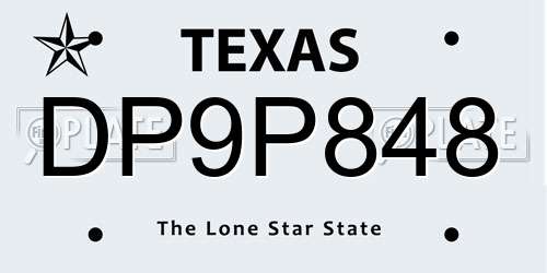 DP9P848 Texas License Plate