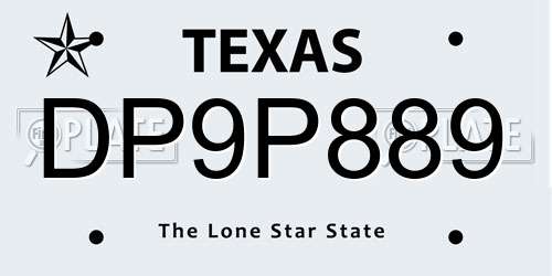 DP9P889 Texas License Plate