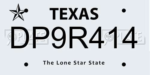 DP9R414 Texas License Plate