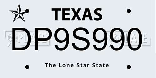 DP9S990 Texas License Plate