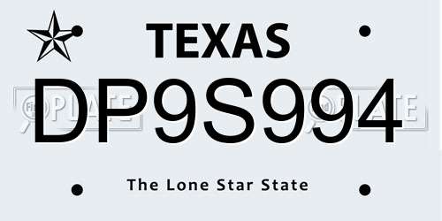 DP9S994 Texas License Plate