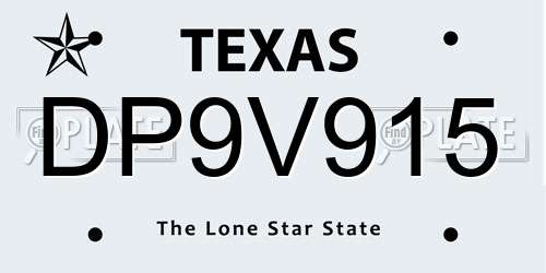 DP9V915 Texas License Plate