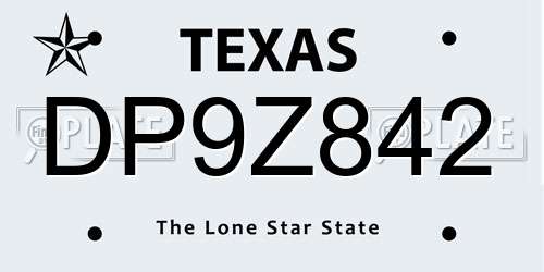 DP9Z842 Texas License Plate