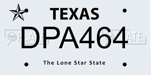 DPA464 Texas License Plate