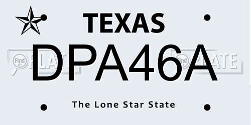 DPA46A Texas License Plate