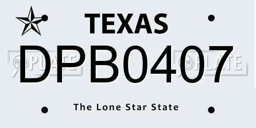 DPB0407 Texas License Plate