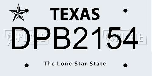 DPB2154 Texas License Plate
