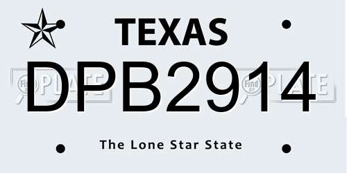 DPB2914 Texas License Plate