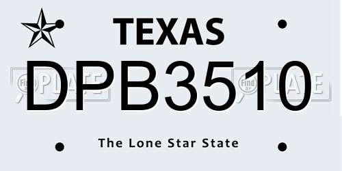 DPB3510 Texas License Plate