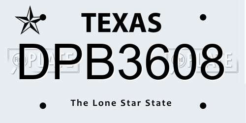 DPB3608 Texas License Plate