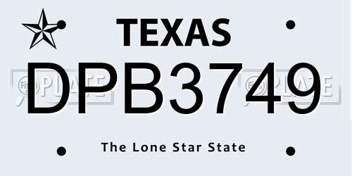 DPB3749 Texas License Plate