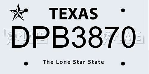 DPB3870 Texas License Plate