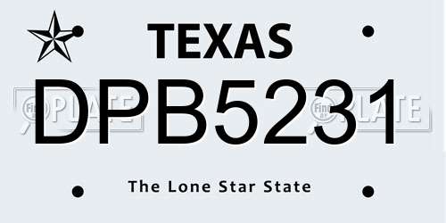 DPB5231 Texas License Plate