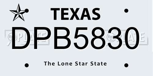 DPB5830 Texas License Plate