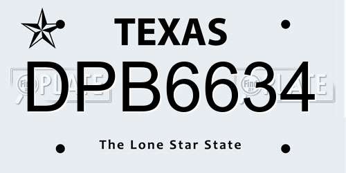 DPB6634 Texas License Plate
