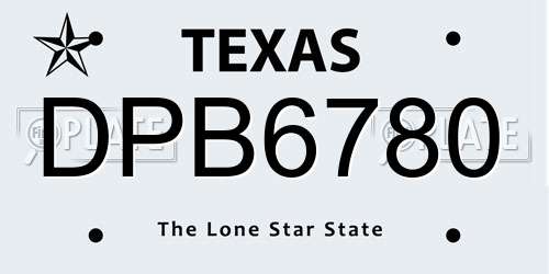 DPB6780 Texas License Plate