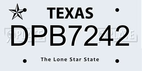 DPB7242 Texas License Plate