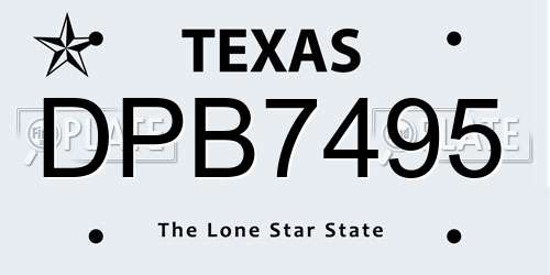 DPB7495 Texas License Plate