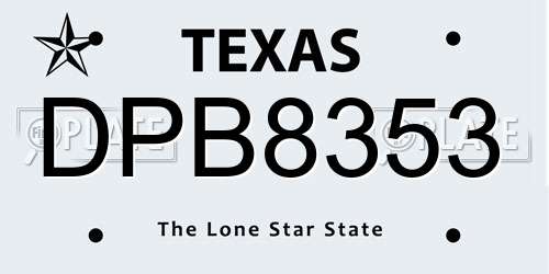 DPB8353 Texas License Plate