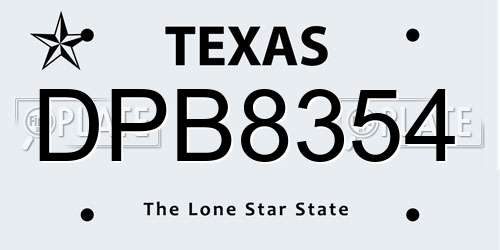 DPB8354 Texas License Plate