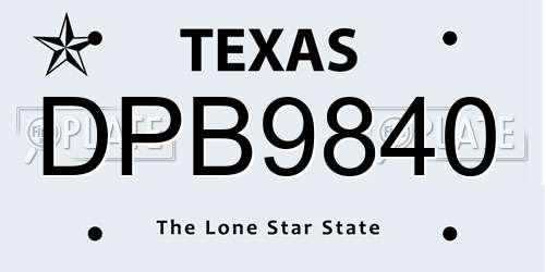 DPB9840 Texas License Plate