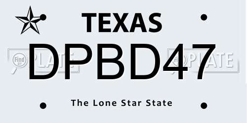 DPBD47 Texas License Plate