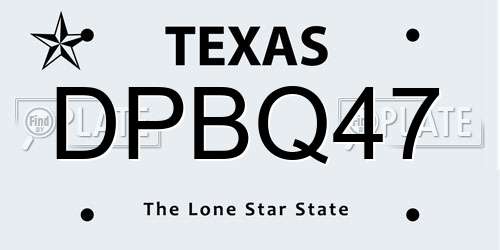 DPBQ47 Texas License Plate