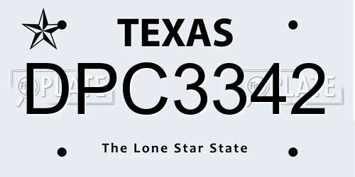 DPC3342 Texas License Plate