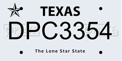 DPC3354 Texas License Plate