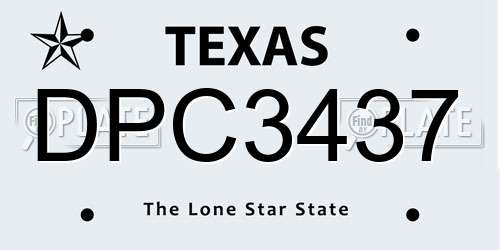 DPC3437 Texas License Plate