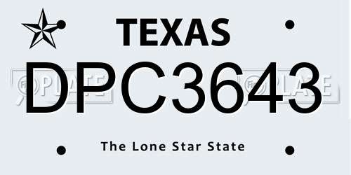 DPC3643 Texas License Plate