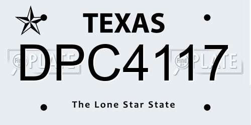 DPC4117 Texas License Plate