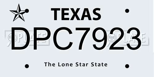 DPC7923 Texas License Plate