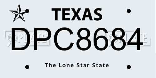 DPC8684 Texas License Plate