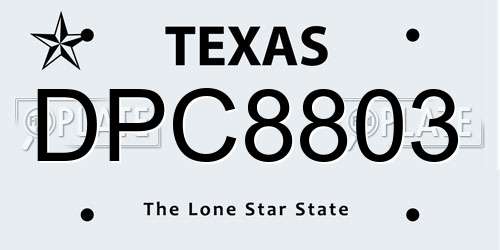 DPC8803 Texas License Plate