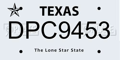 DPC9453 Texas License Plate