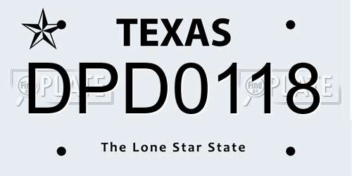 DPD0118 Texas License Plate