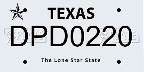 DPD0220 Texas License Plate