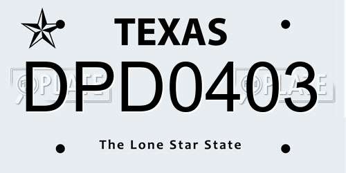 DPD0403 Texas License Plate