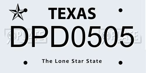 DPD0505 Texas License Plate