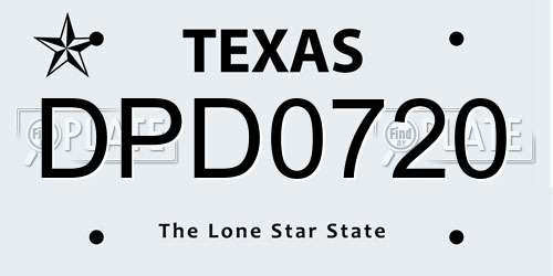 DPD0720 Texas License Plate