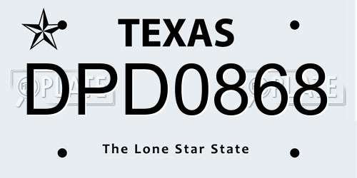 DPD0868 Texas License Plate