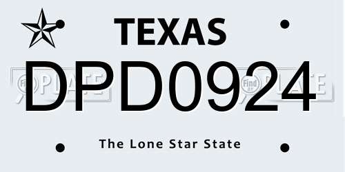 DPD0924 Texas License Plate