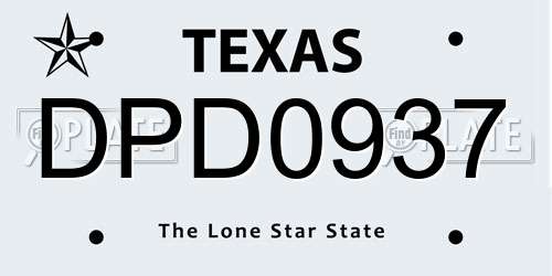 DPD0937 Texas License Plate