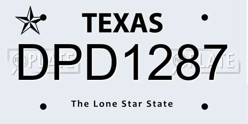 DPD1287 Texas License Plate